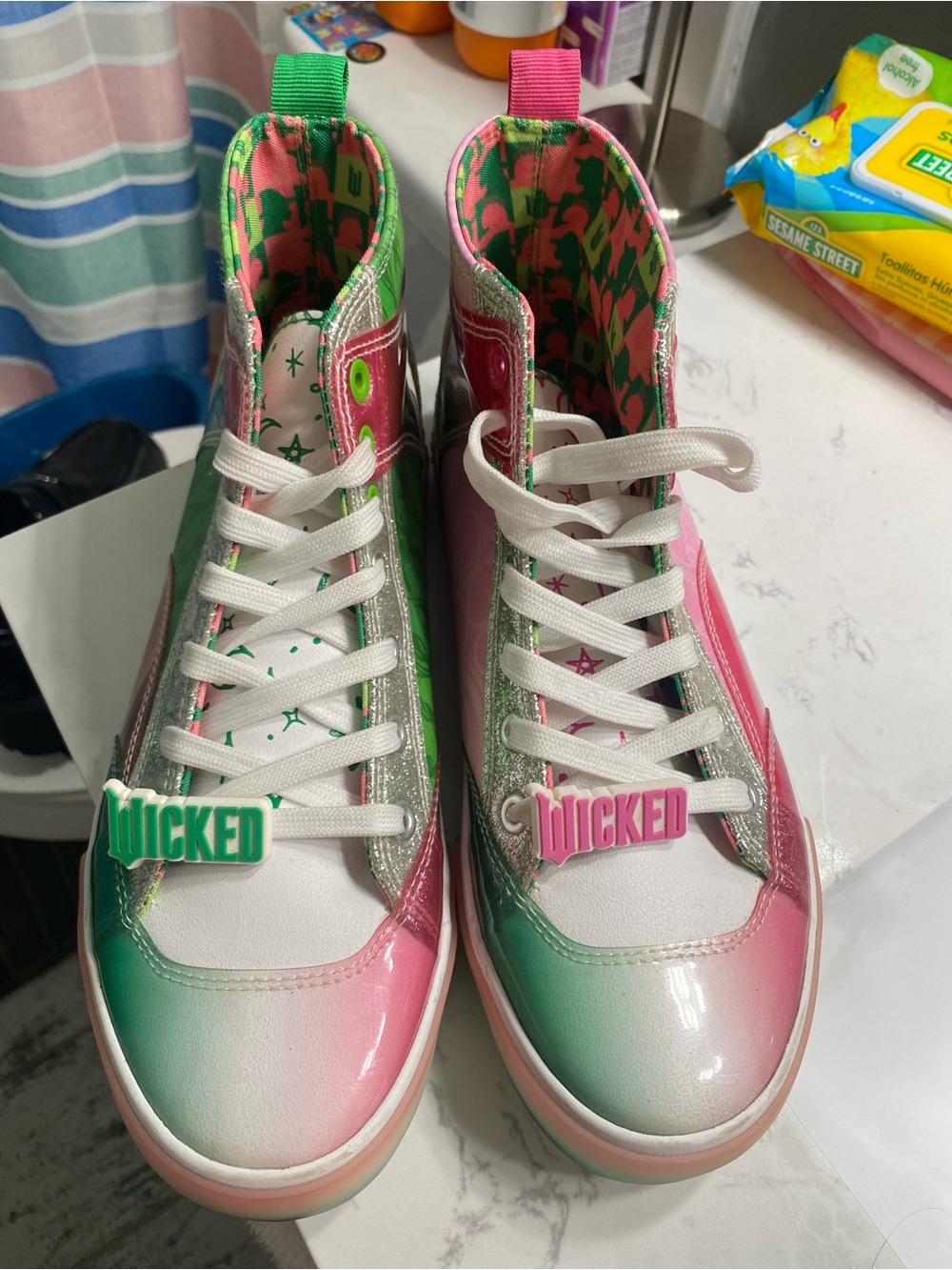 Ground Up Wicked High Top Sneakers,
Glitter Accents Fashion Shoes, Size 9